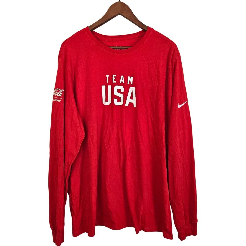 World Cup Soccer Olympic Fan Gear Nike Team USA Red DriFit Long Sleeve Shirt 2XL
